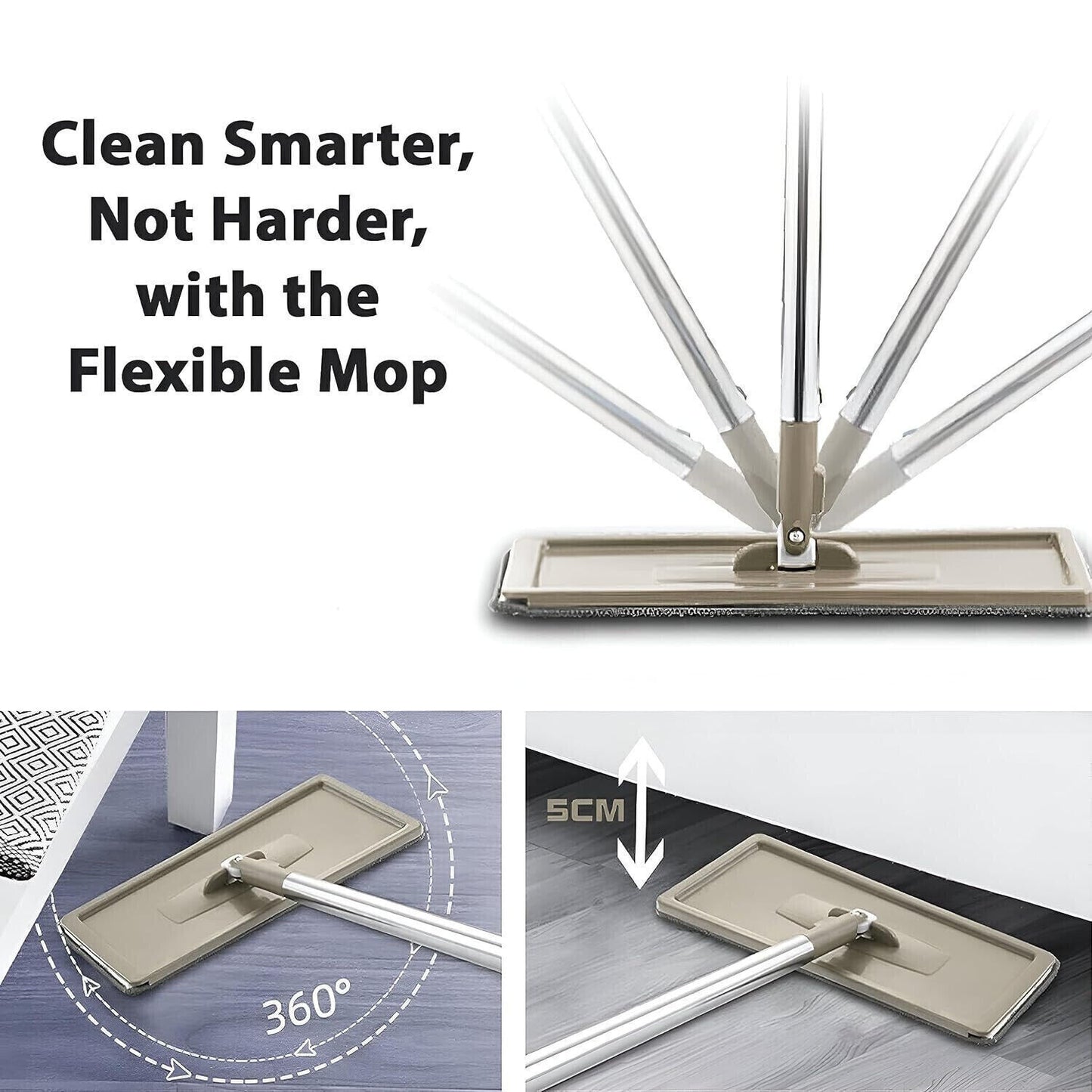 UK Multi Functional Wash Dry Mop And Bucket Set Flat Squeeze 10 Pads