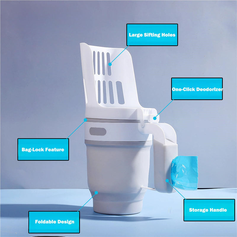 Cat Litter Shovel Scoop With Refill Bags Large Cat Litter Box Self Cleaning Cat Waste Bin System Pet Supplies Pet Products