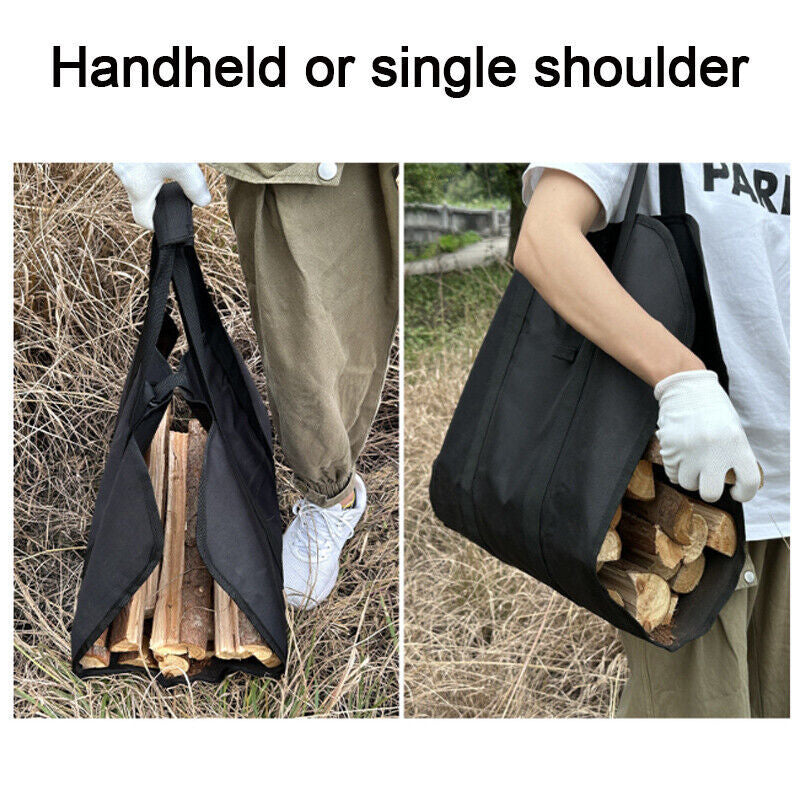Firewood Log Carrier Canvas Durable Firepalce Wood Bag W Reinforce Straps