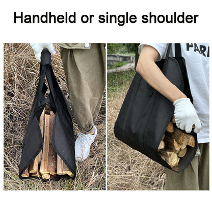 Firewood Log Carrier Canvas Durable Firepalce Wood Bag W Reinforce Straps