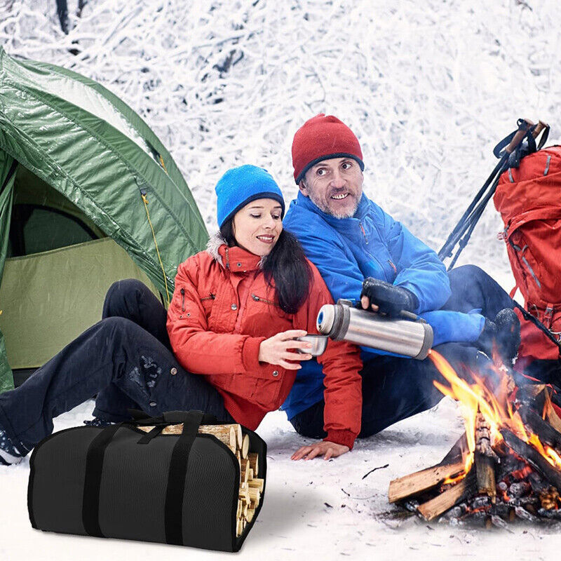 Firewood Log Carrier Canvas Durable Firepalce Wood Bag W Reinforce Straps