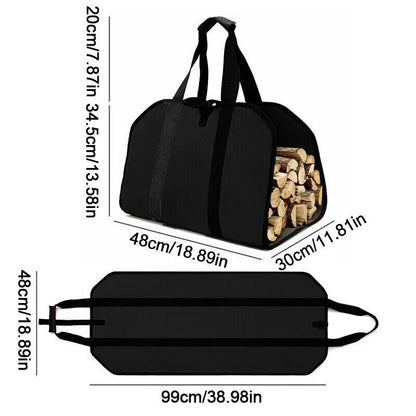 Firewood Log Carrier Canvas Durable Firepalce Wood Bag W Reinforce Straps