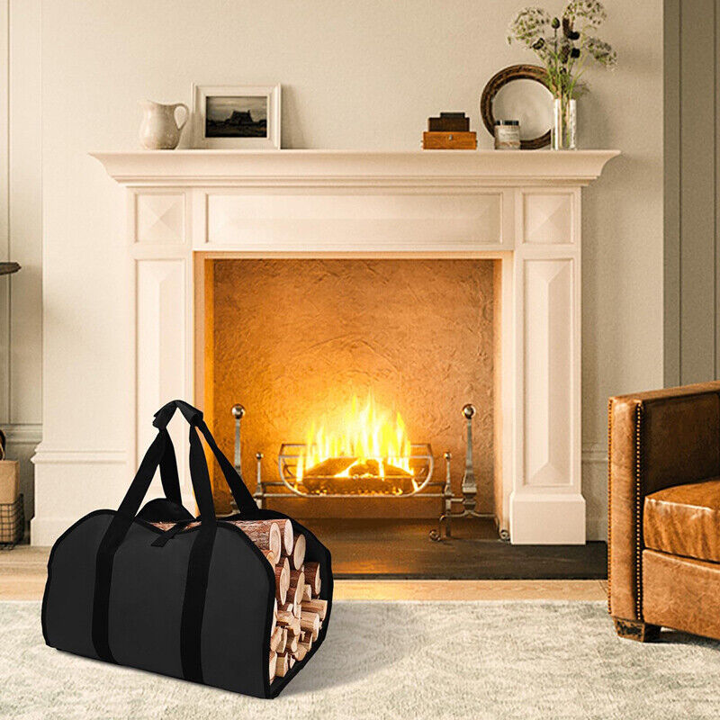 Firewood Log Carrier Canvas Durable Firepalce Wood Bag W Reinforce Straps