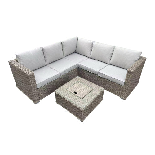 Patio Furniture Set, Waterproof Outdoor Furniture With Coffee Table,3 Seater For Porch Balcony, Brown