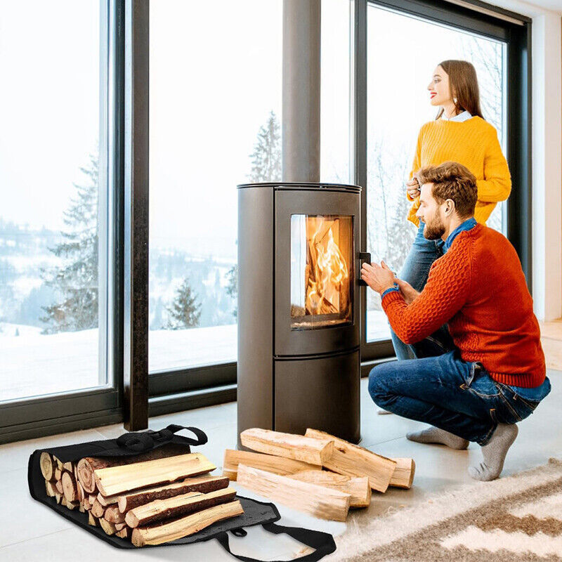 Firewood Log Carrier Canvas Durable Firepalce Wood Bag W Reinforce Straps