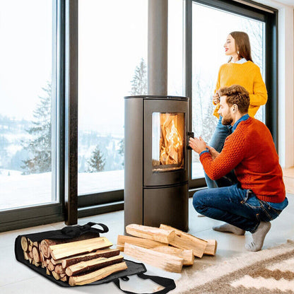 Firewood Log Carrier Canvas Durable Firepalce Wood Bag W Reinforce Straps