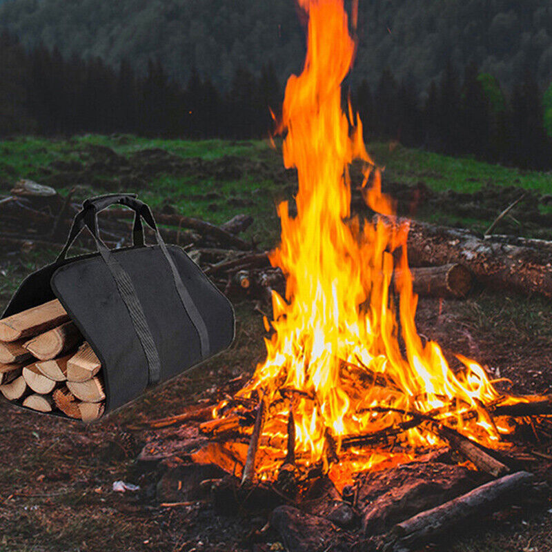 Firewood Log Carrier Canvas Durable Firepalce Wood Bag W Reinforce Straps