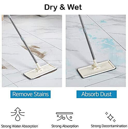 UK Multi Functional Wash Dry Mop And Bucket Set  Flat Squeeze  10 Pads